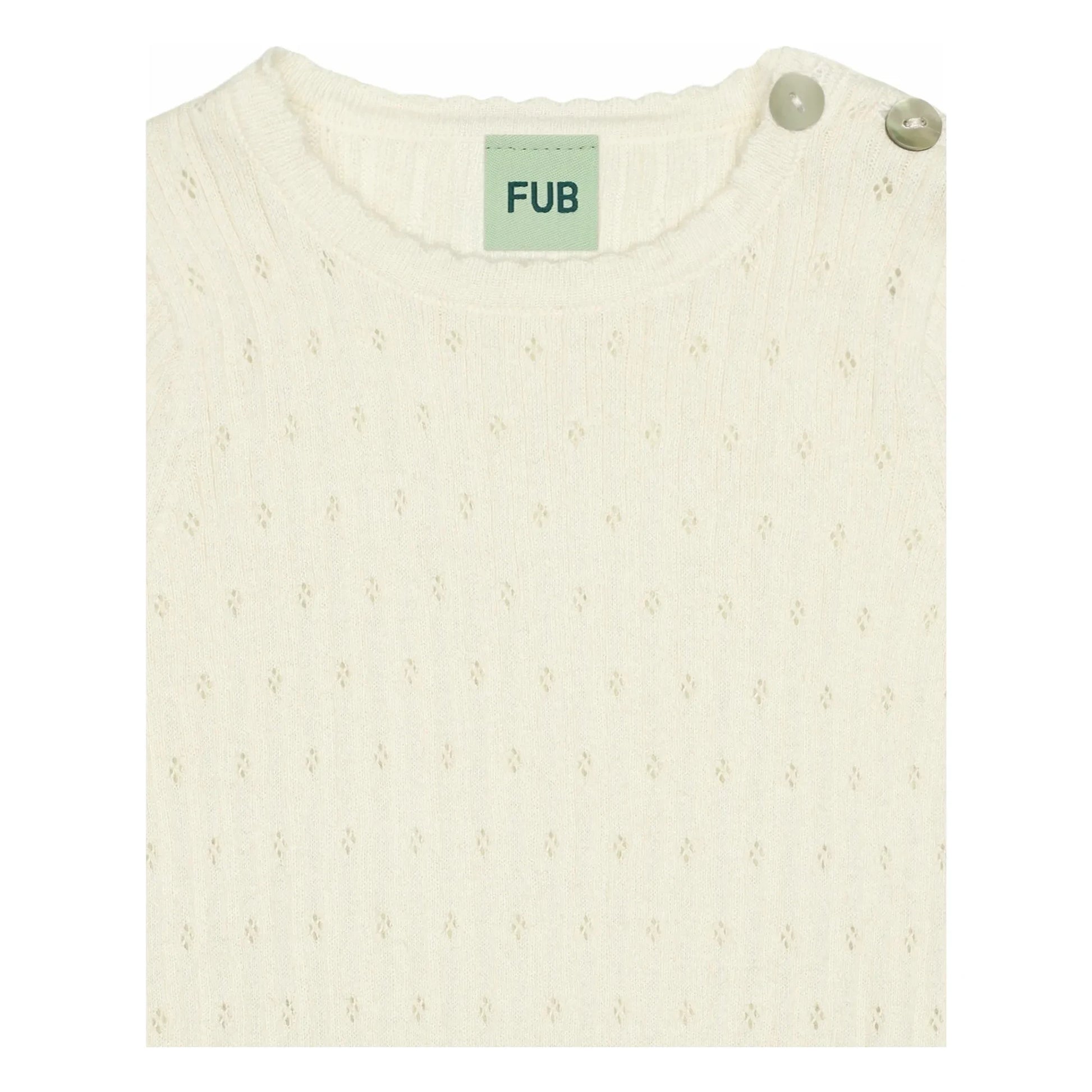 FUB - Pointelle Fine Knit Organic Cotton Bodysuit | Ecru