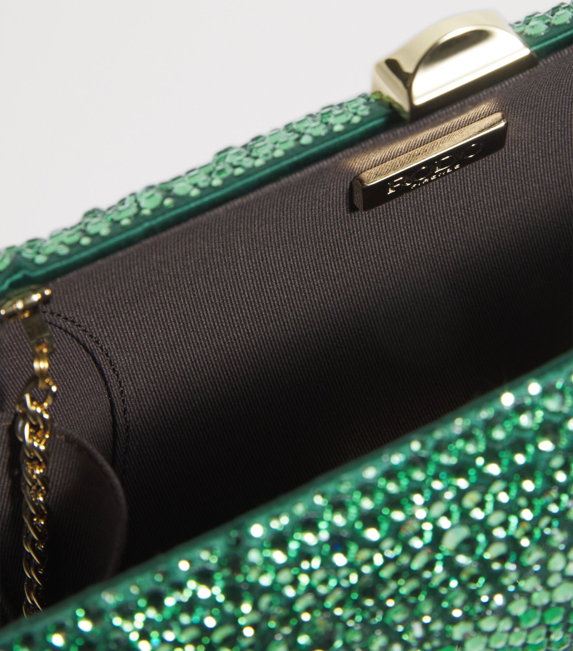 Green Silk Crystal Clutch Bag
