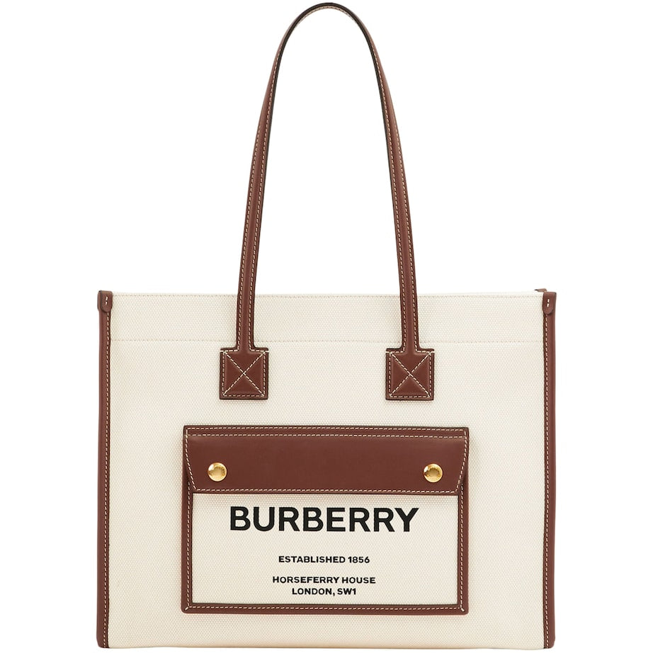 Burberry Beige Medium Canvas Freya Tote Bag