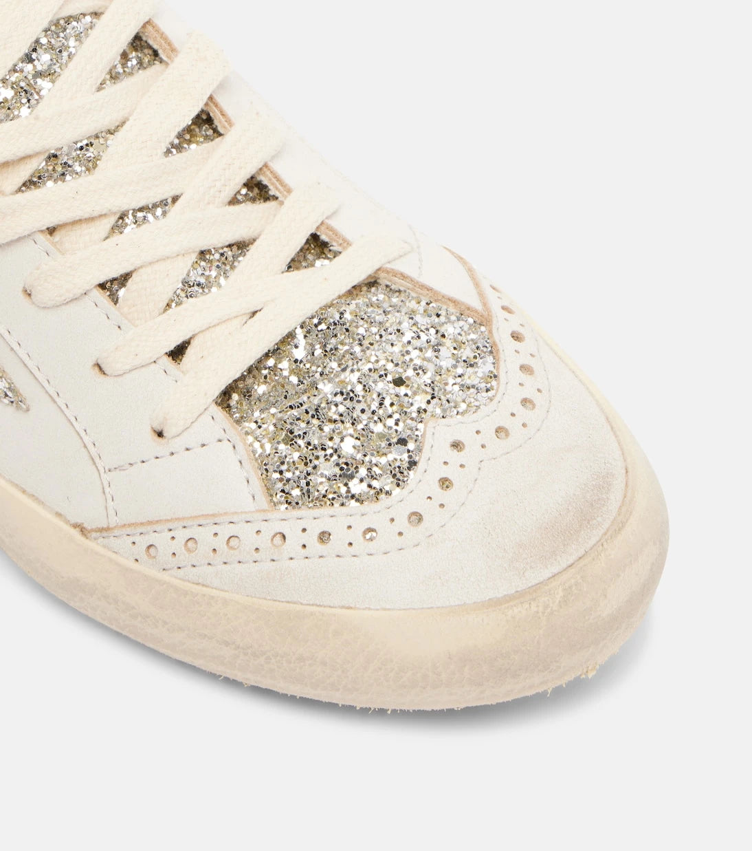 Golden Goose - حذاء سنيكرز "Mid Star" عالي الرقبة من الشامواه والمزين بالزخارف
