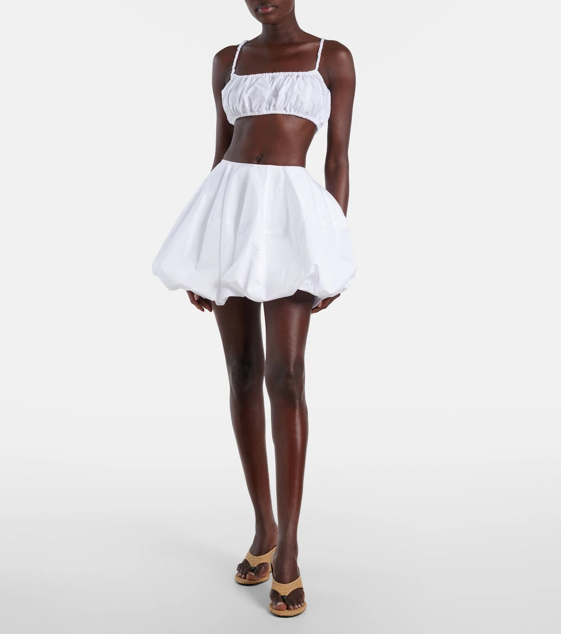 Alaïa - Ruched cotton bra top