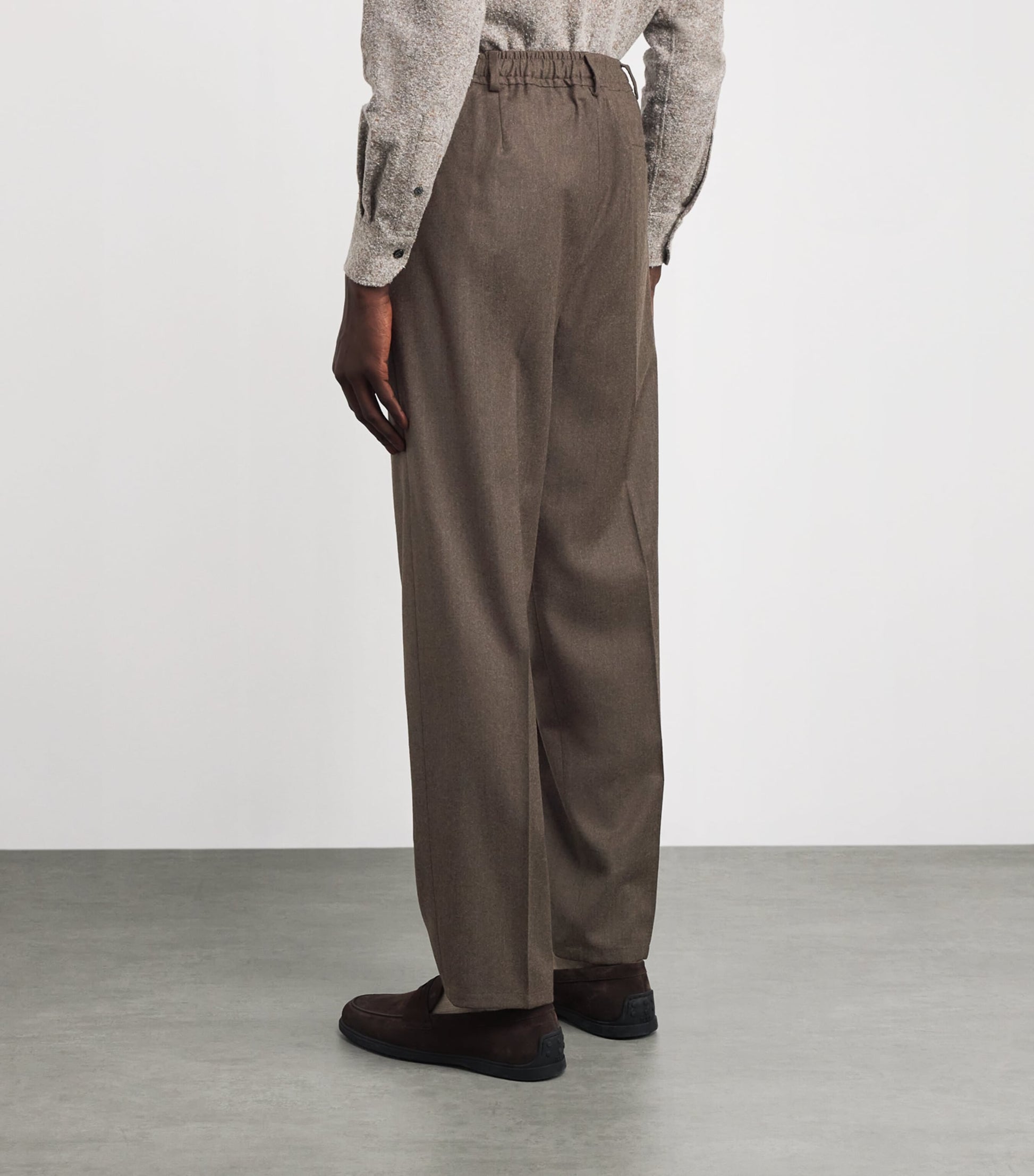 Virgin Wool-Cashmere Flat Front Trousers