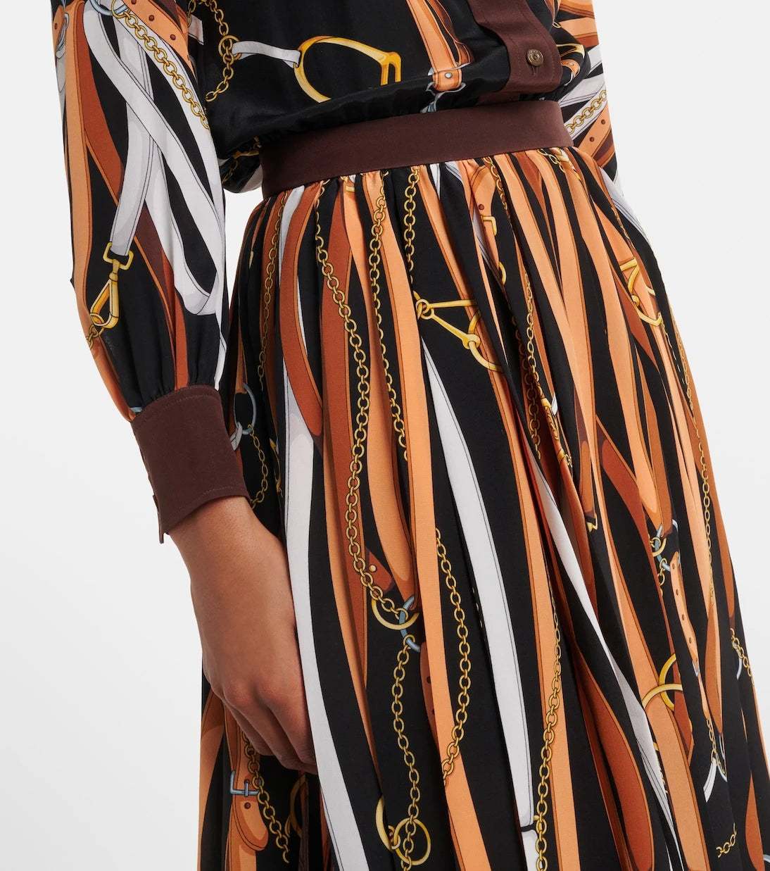Gucci - Printed tie-neck silk shirt dress