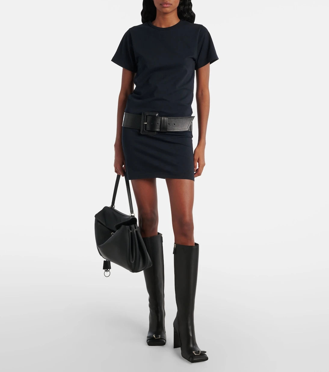 Balenciaga - Belted cotton-blend jersey minidress