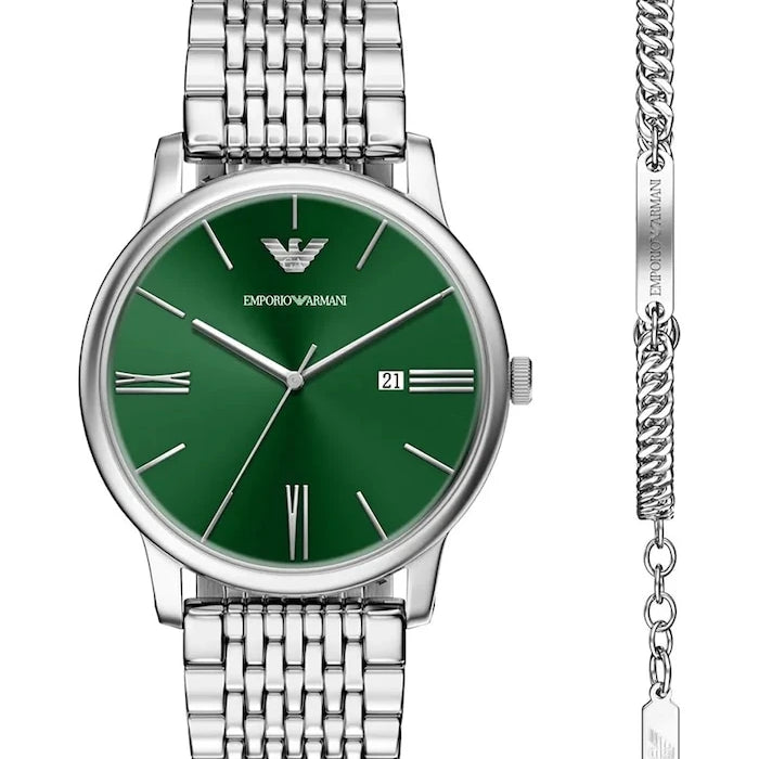 Emporio Armani Erkek Minimalist Saat ve Bileklik Seti