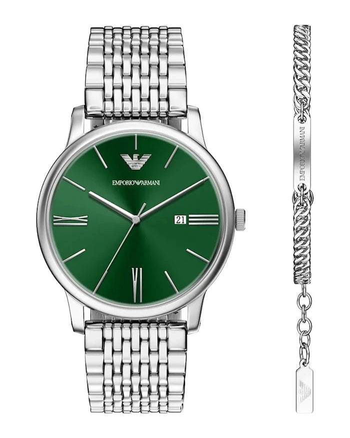 Emporio Armani Erkek Minimalist Saat ve Bileklik Seti