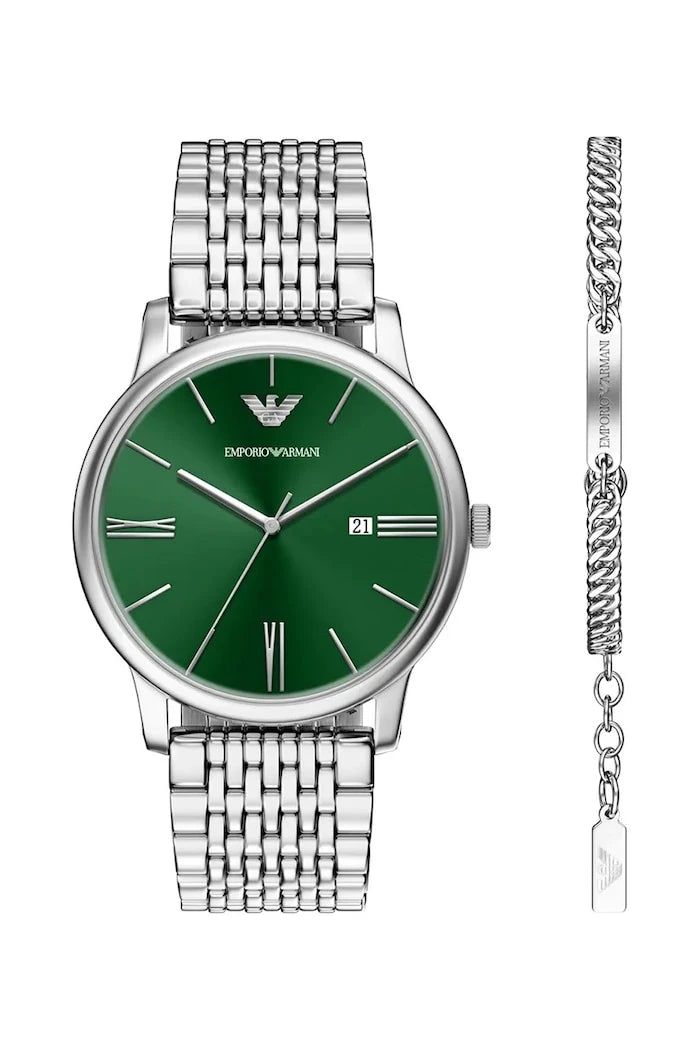 Emporio Armani Erkek Minimalist Saat ve Bileklik Seti