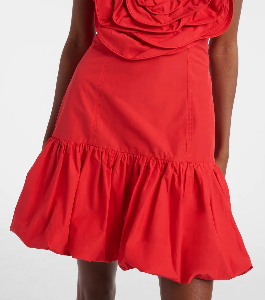Farm Rio - Floral-appliqué balloon minidress