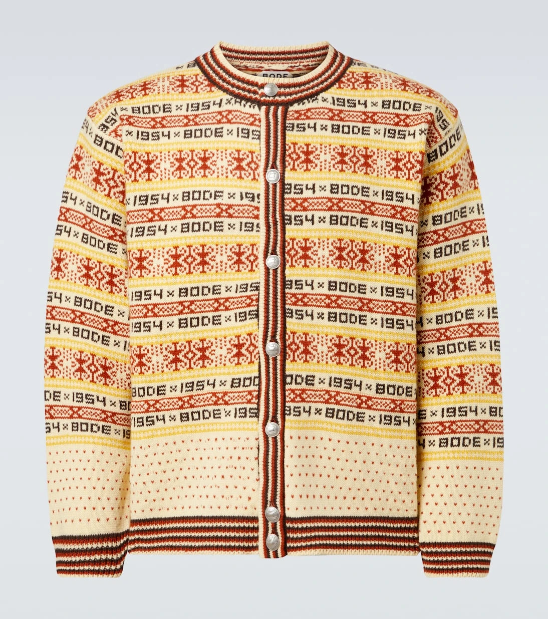 Bode - Marzipan jacquard wool cardigan