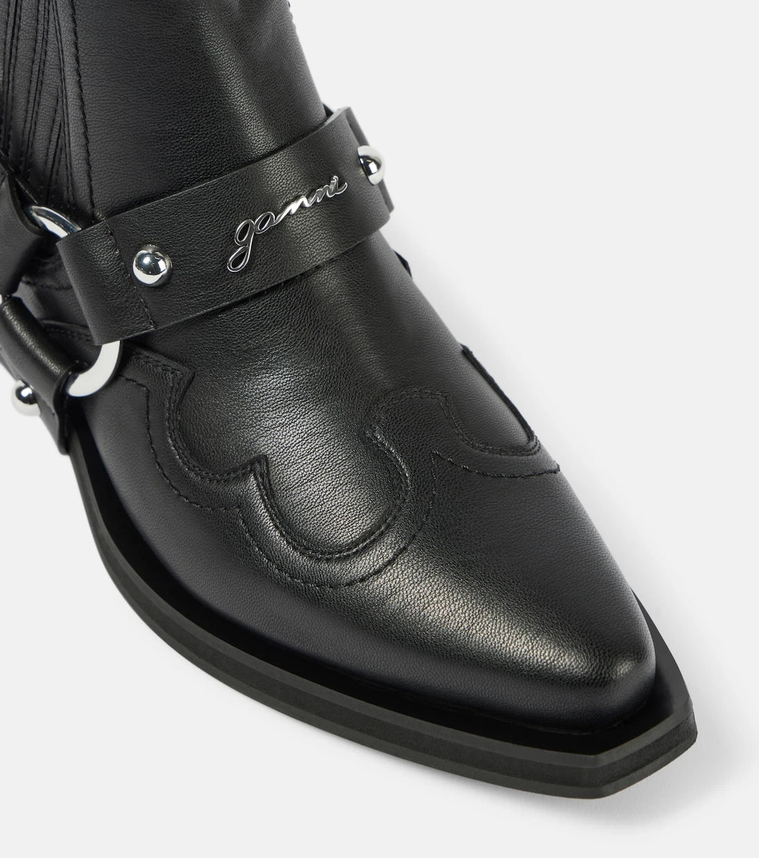 Ganni - Embroidered faux leather cowboy boots
