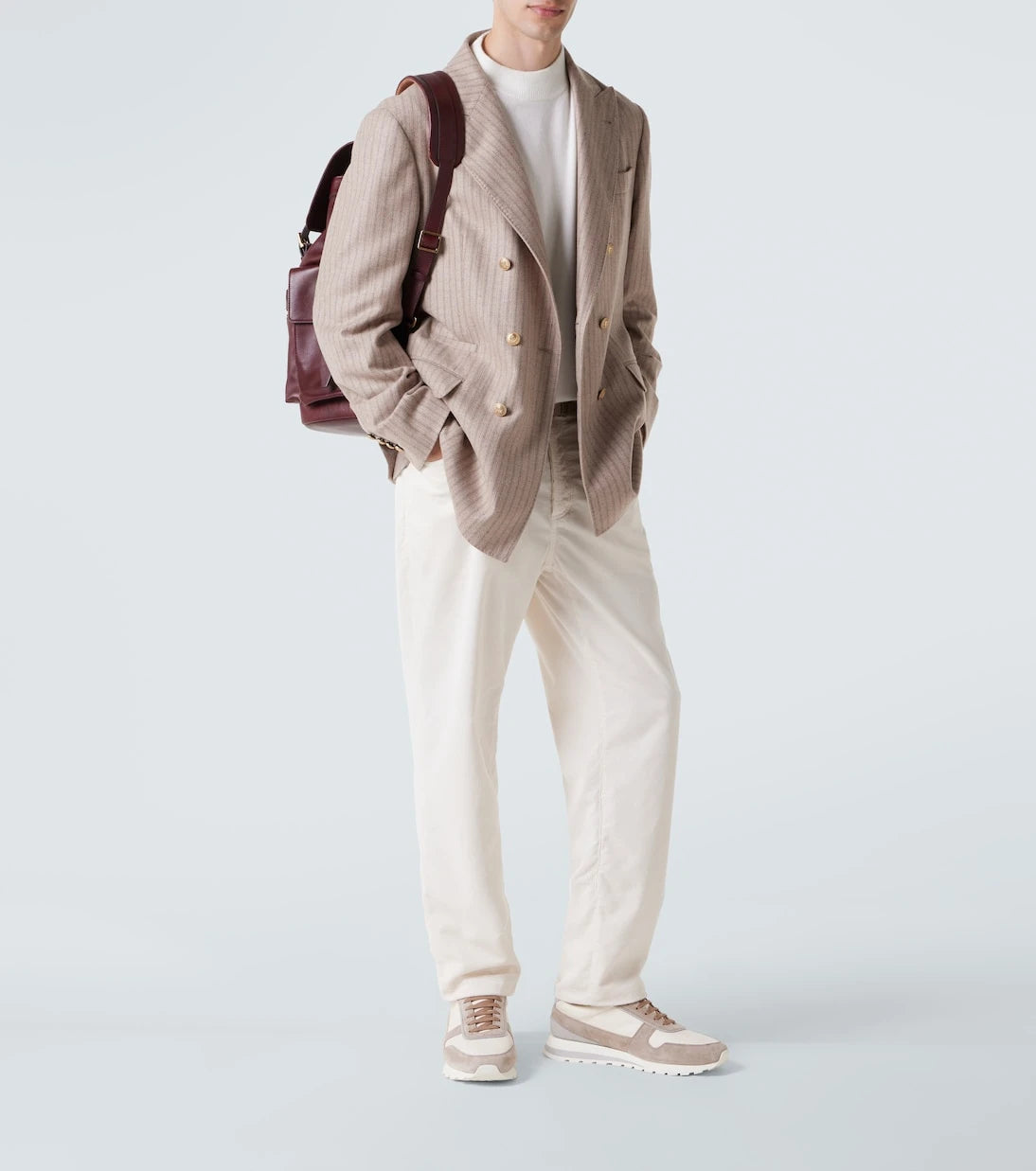Brunello Cucinelli - Suede-trimmed leather sneakers