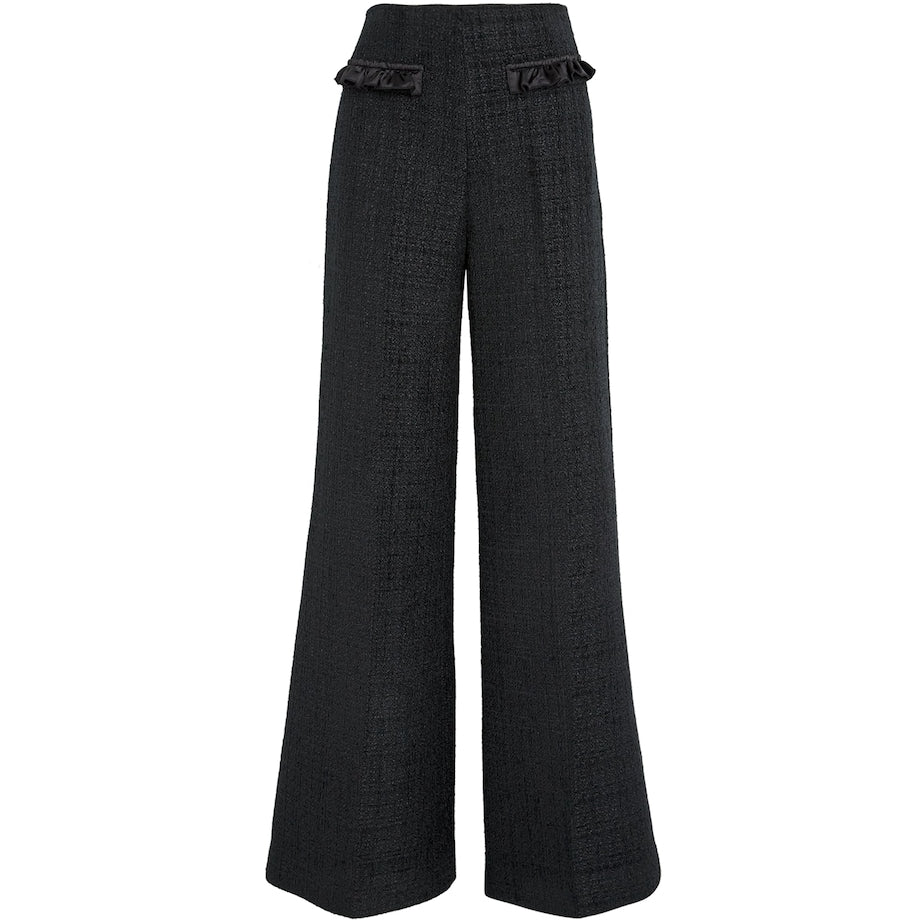 Tweed Ruffle Trousers BLACK