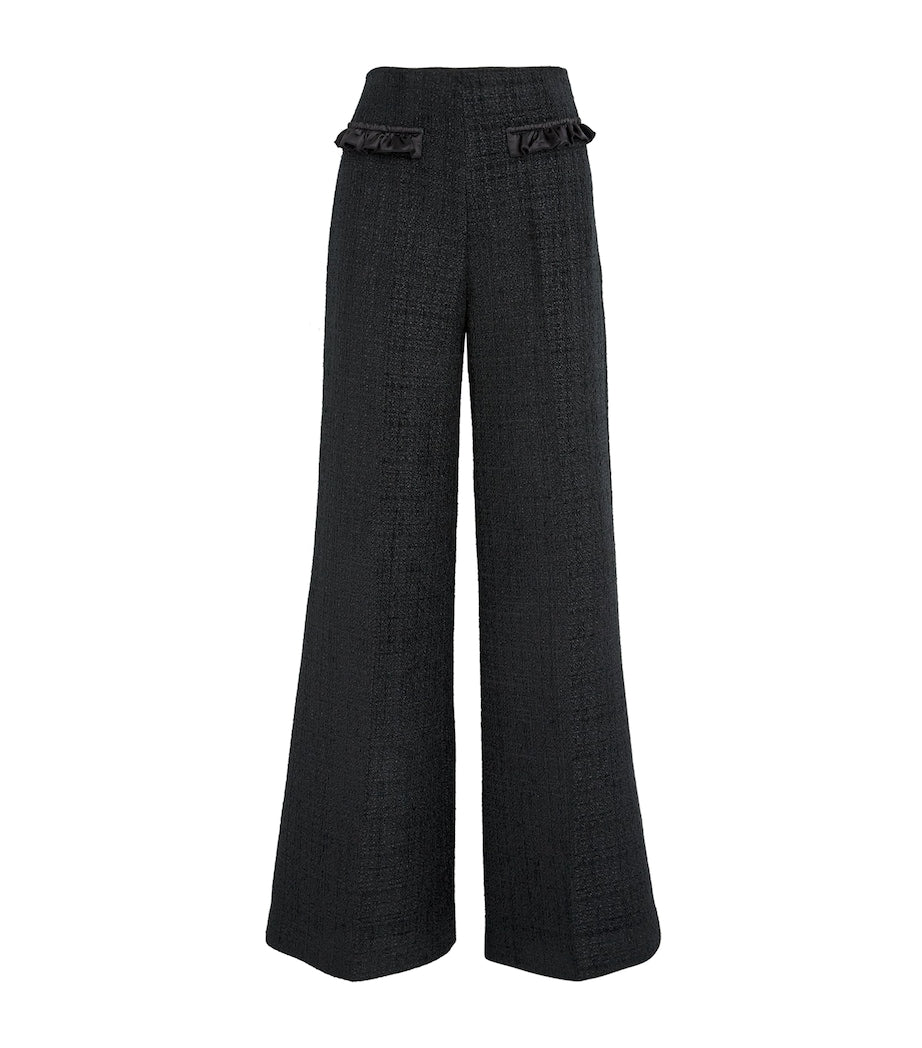 Tweed Ruffle Trousers BLACK