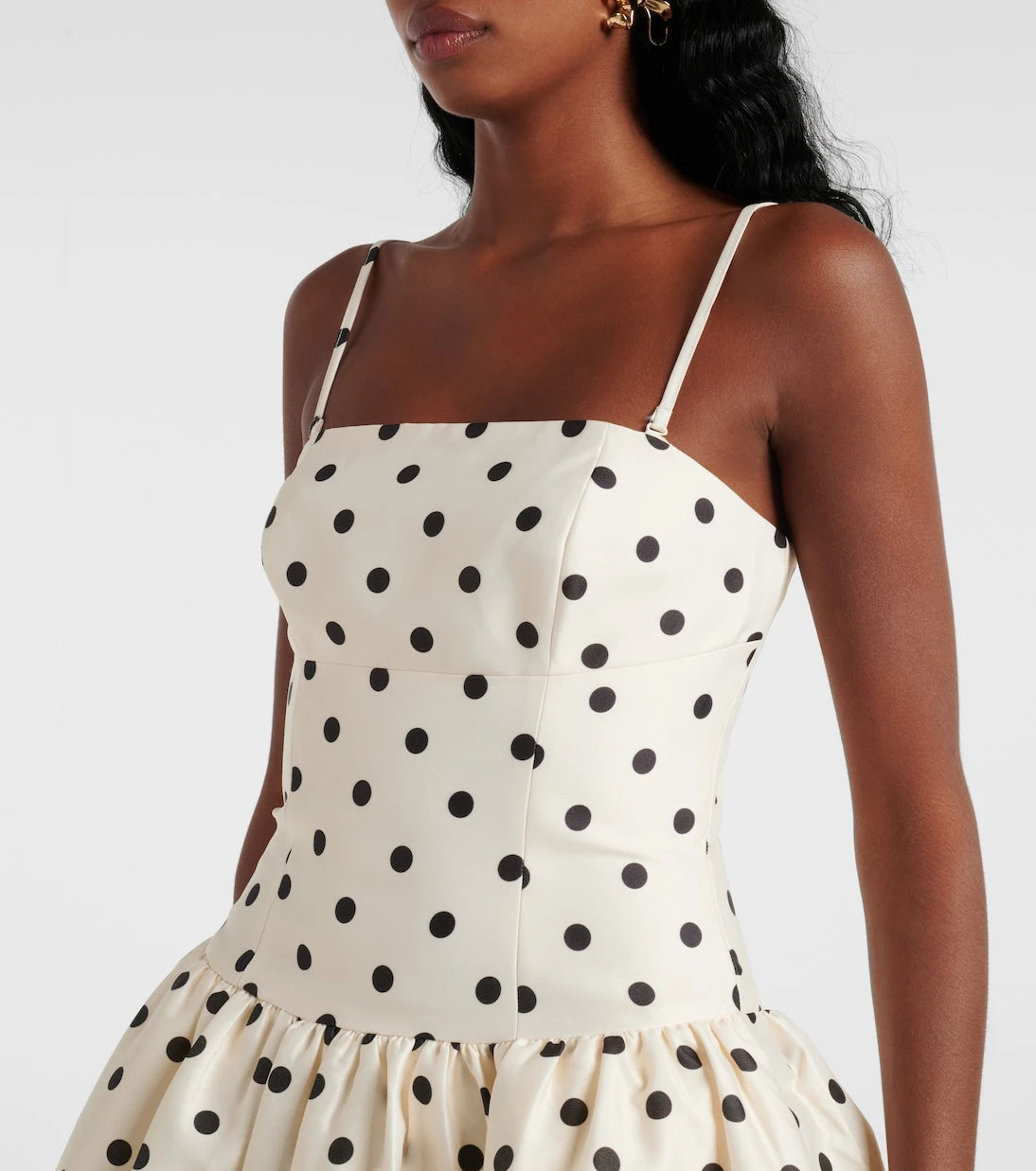 Self-Portrait - Polka-dot taffetta corset dress