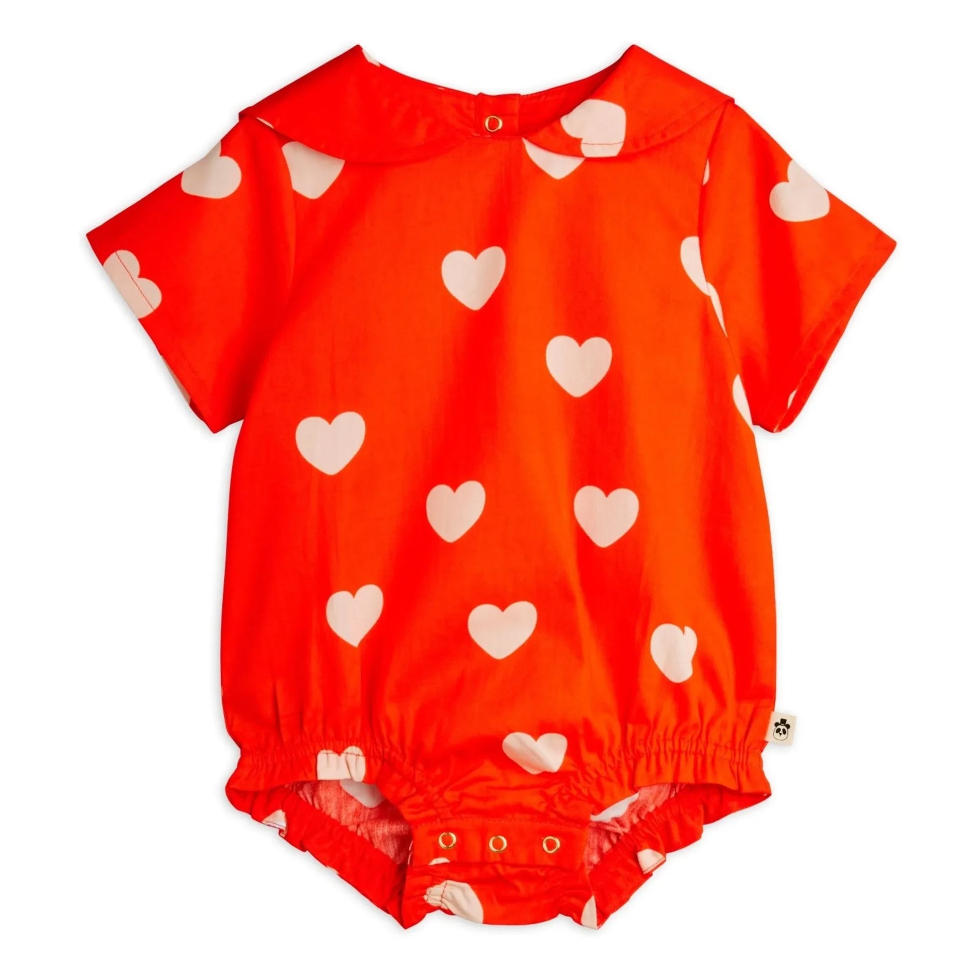 Mini Rodini - Organic cotton hearts romper | Red