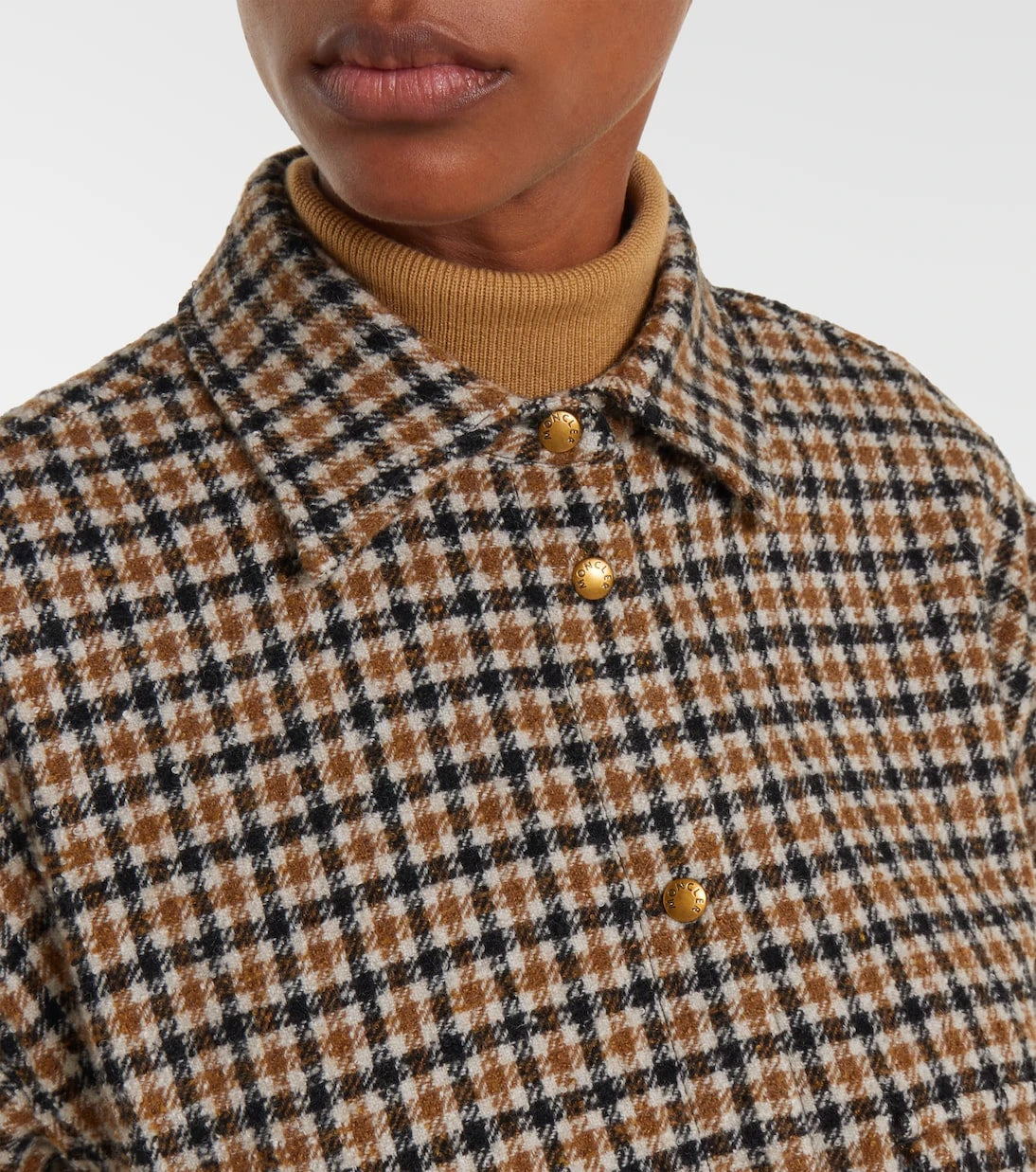 Moncler - Checked cropped wool-blend jacket