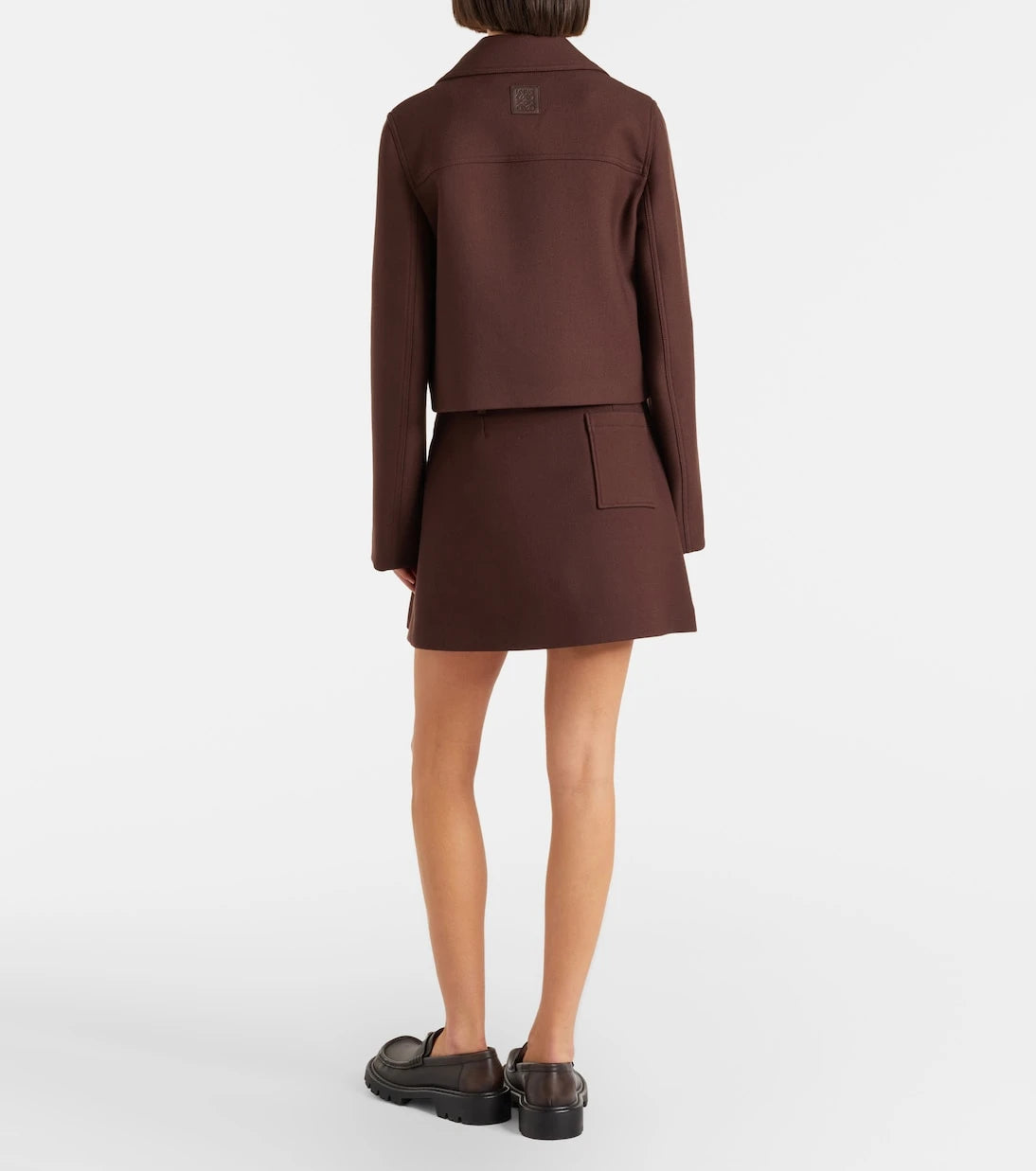 Loewe - Leather-trimmed pleated wool and silk miniskirt