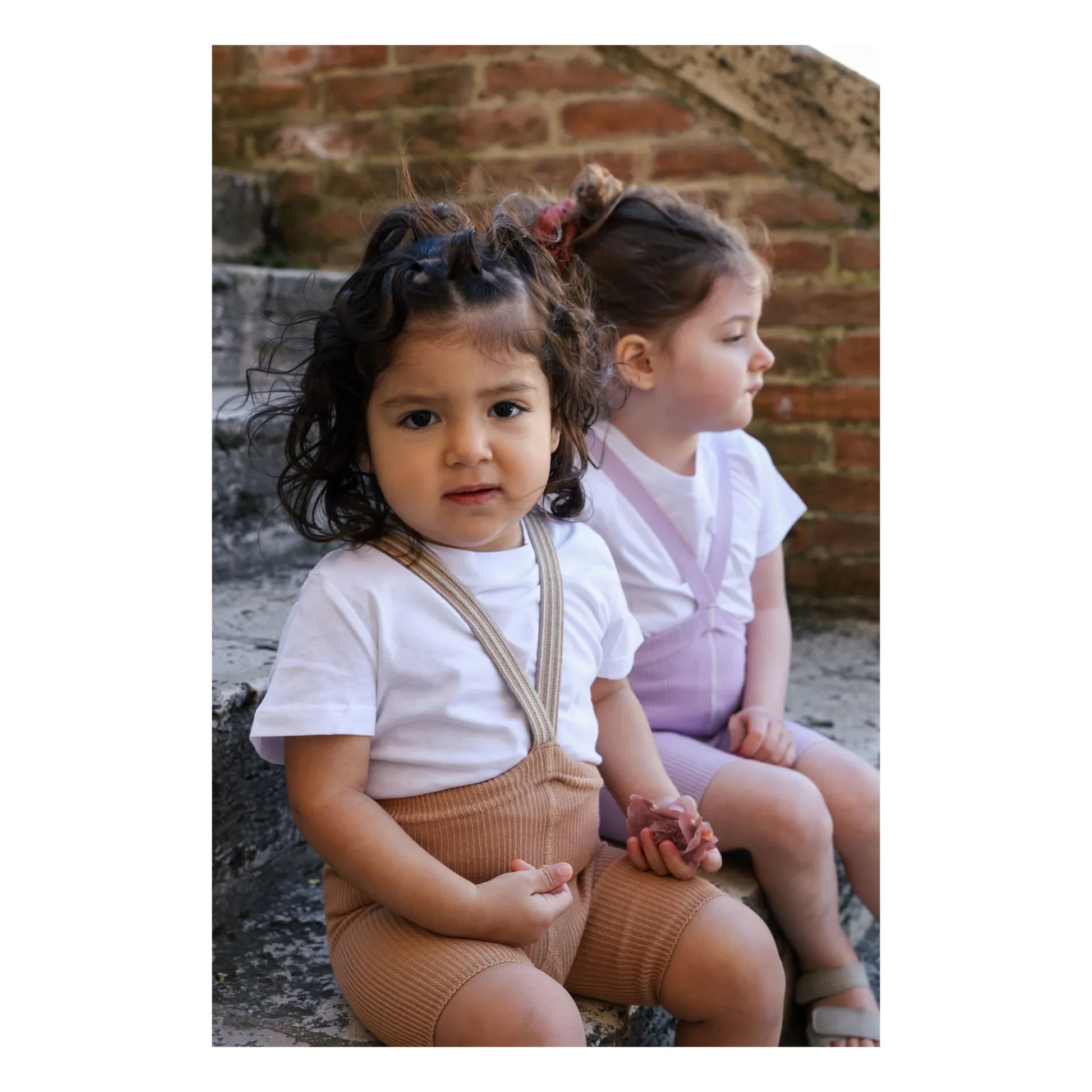 Silly Silas - Striped Organic Cotton Shorty Tights | Light brown