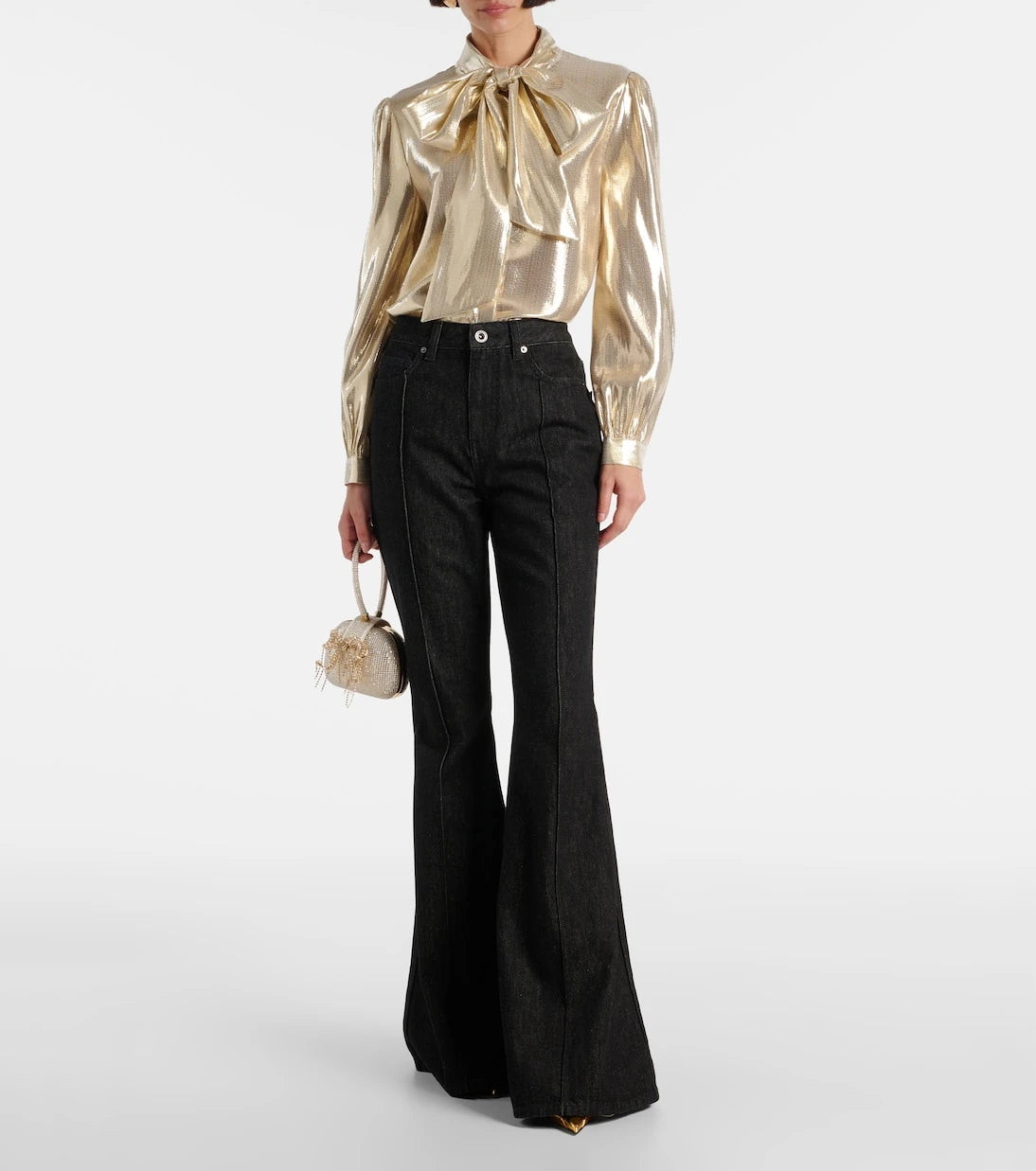 Self-Portrait - High-rise flared jeans