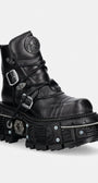 New Rock кубинки дамски от кожа ITALI NEGRO, NOMADA NEGRO, ORIFICIO