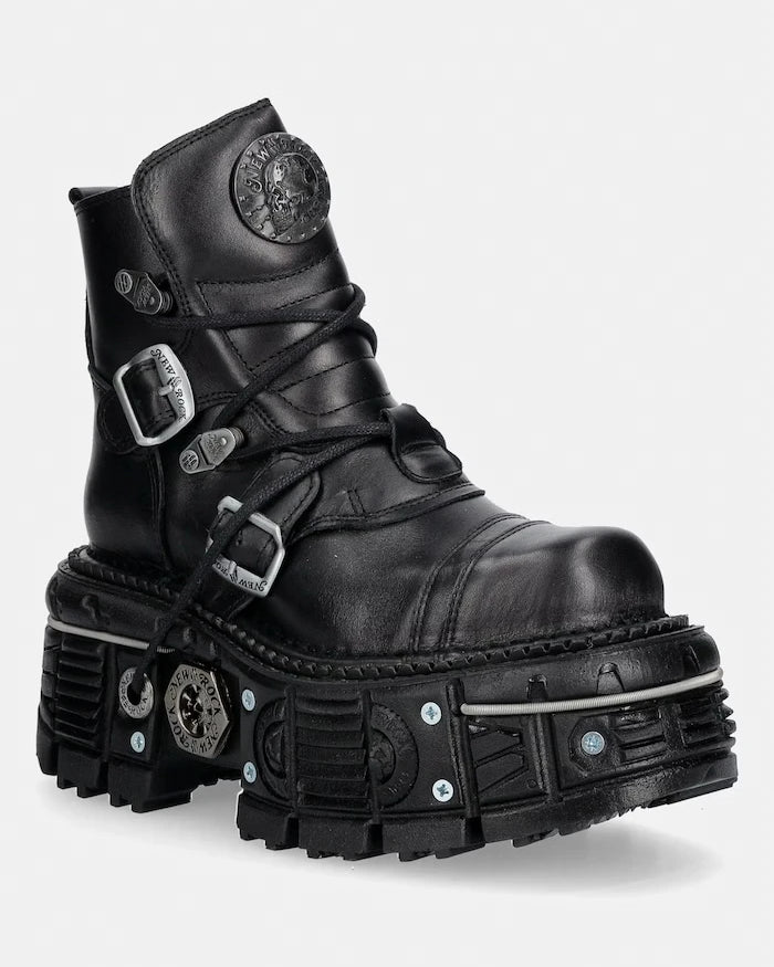 New Rock кубинки дамски от кожа ITALI NEGRO, NOMADA NEGRO, ORIFICIO