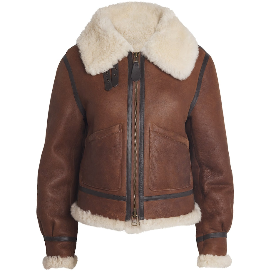 Brown Shearling Aviator Jacket