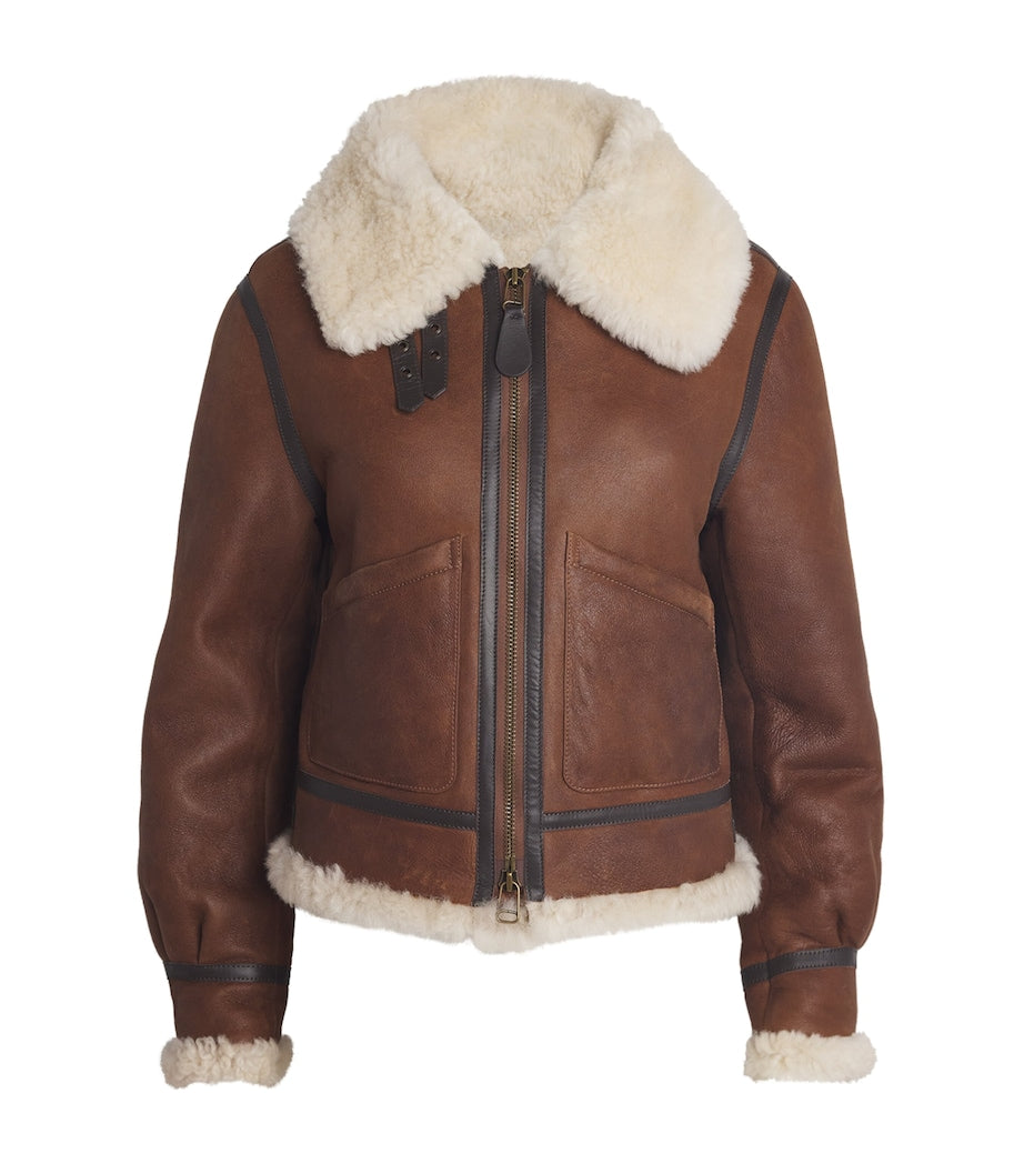 Brown Shearling Aviator Jacket