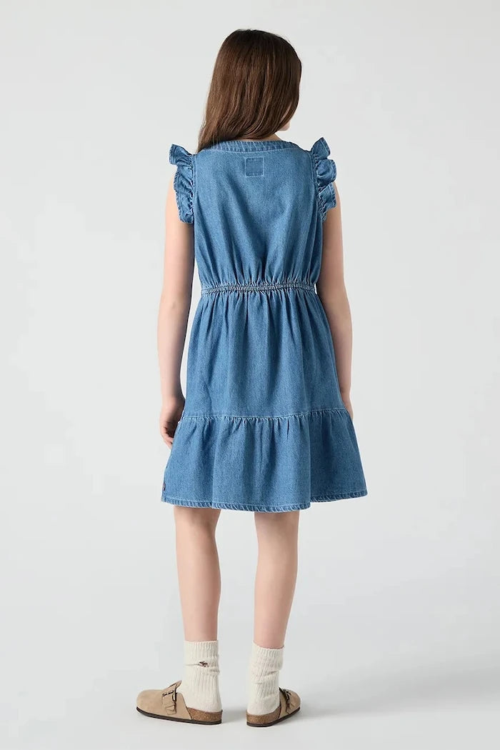 Детска памучна рокля Levi's FLUTTER SLEEVE BUTTON UP D