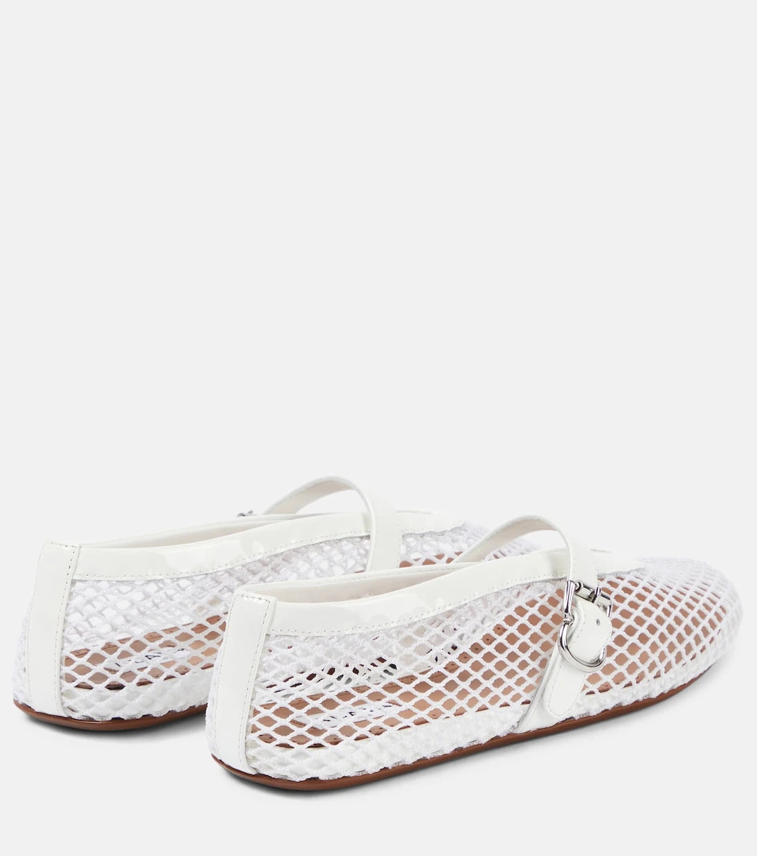 Alaïa - حذاء باليه شبكي مزين بالجلد