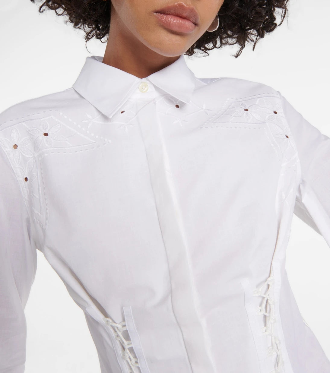 Marine Serre - Embroidered openwork linen shirt