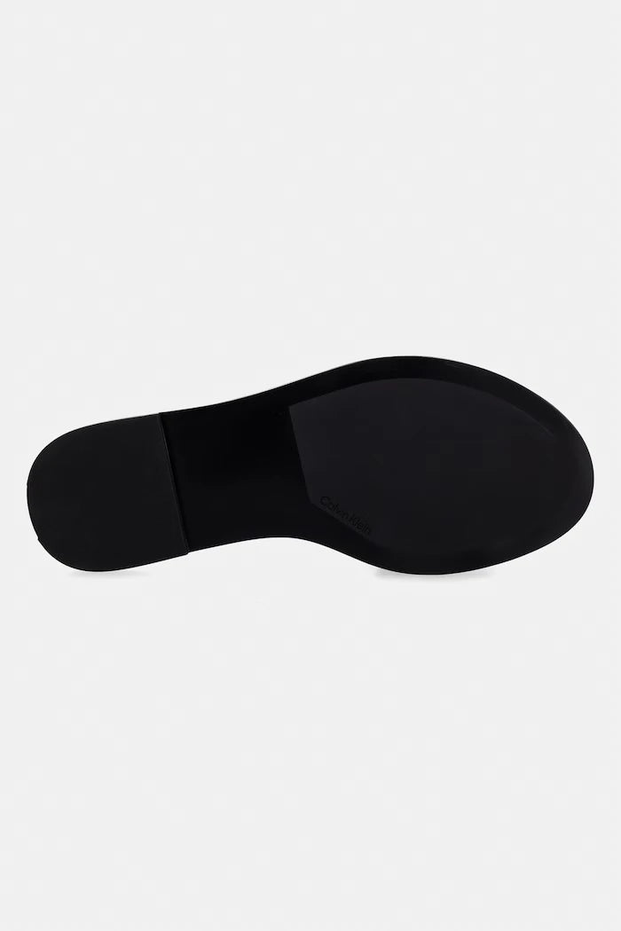 Calvin Klein чехли дамски от кожа ROUND FLAT SNDL LTH BAR HW 2