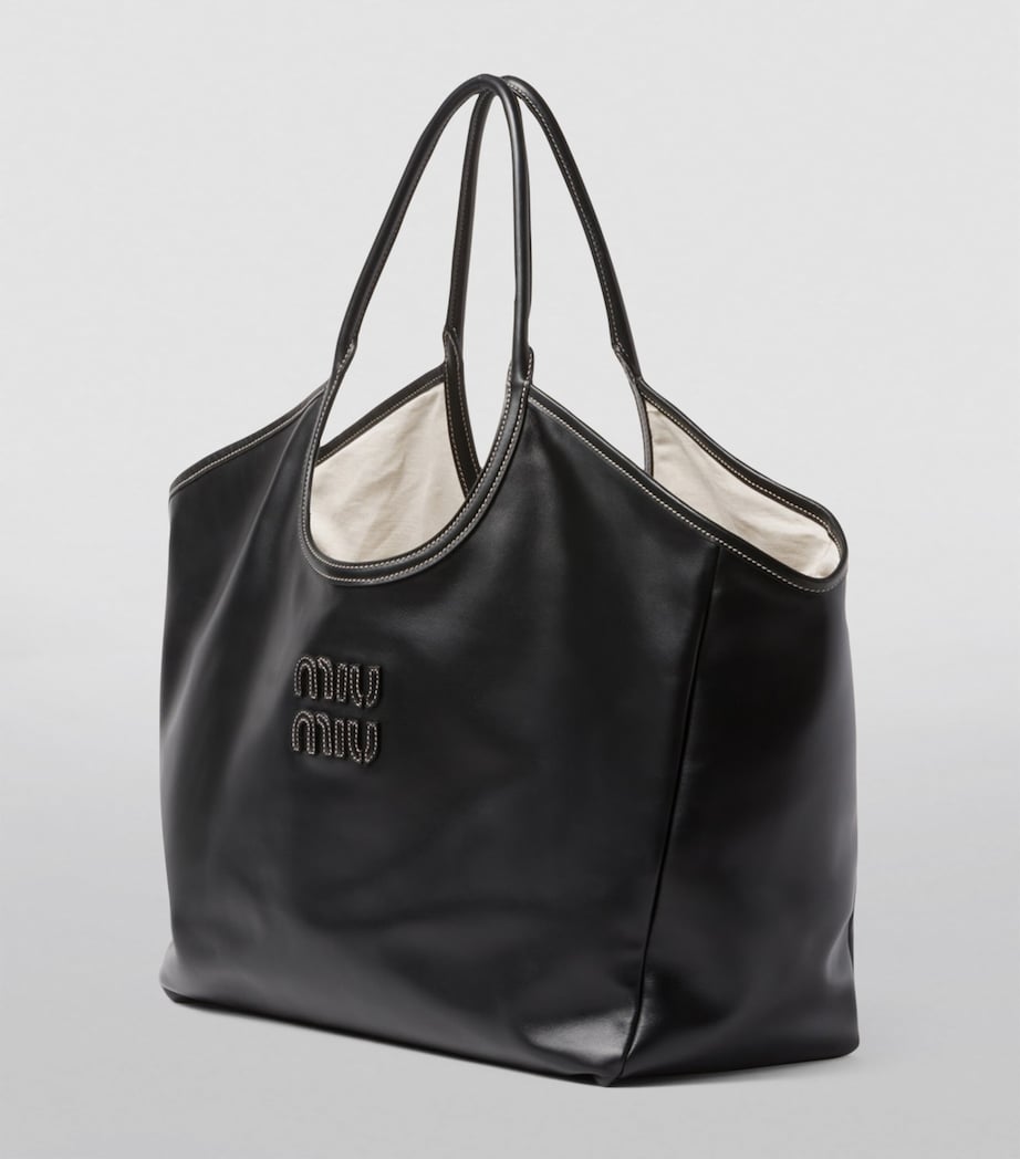 Black Leather Ivy Tote Bag