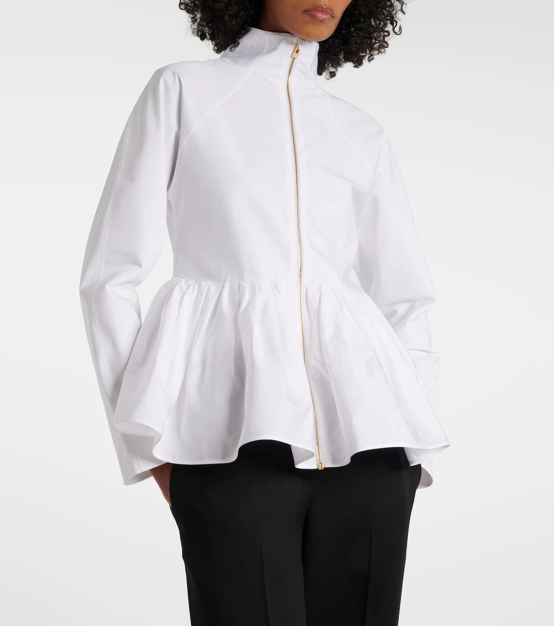 Alaïa - Peplum cotton poplin jacket