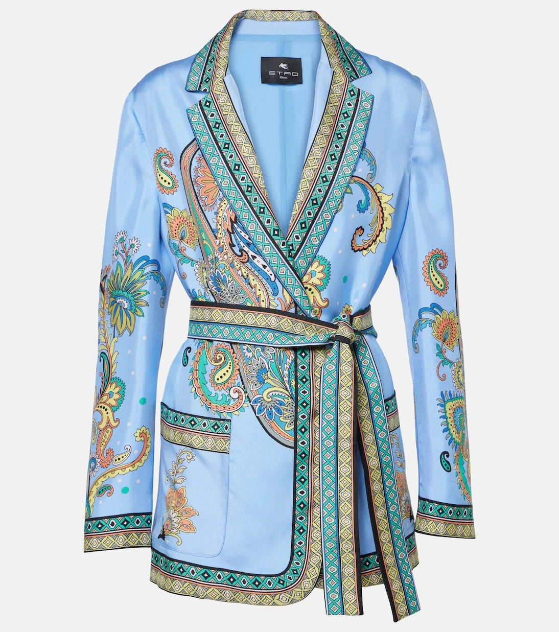 Etro - Paisley silk twill wrap blazer