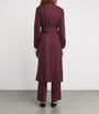 Burgundy Cashmere Belted Midi Shirt Dress