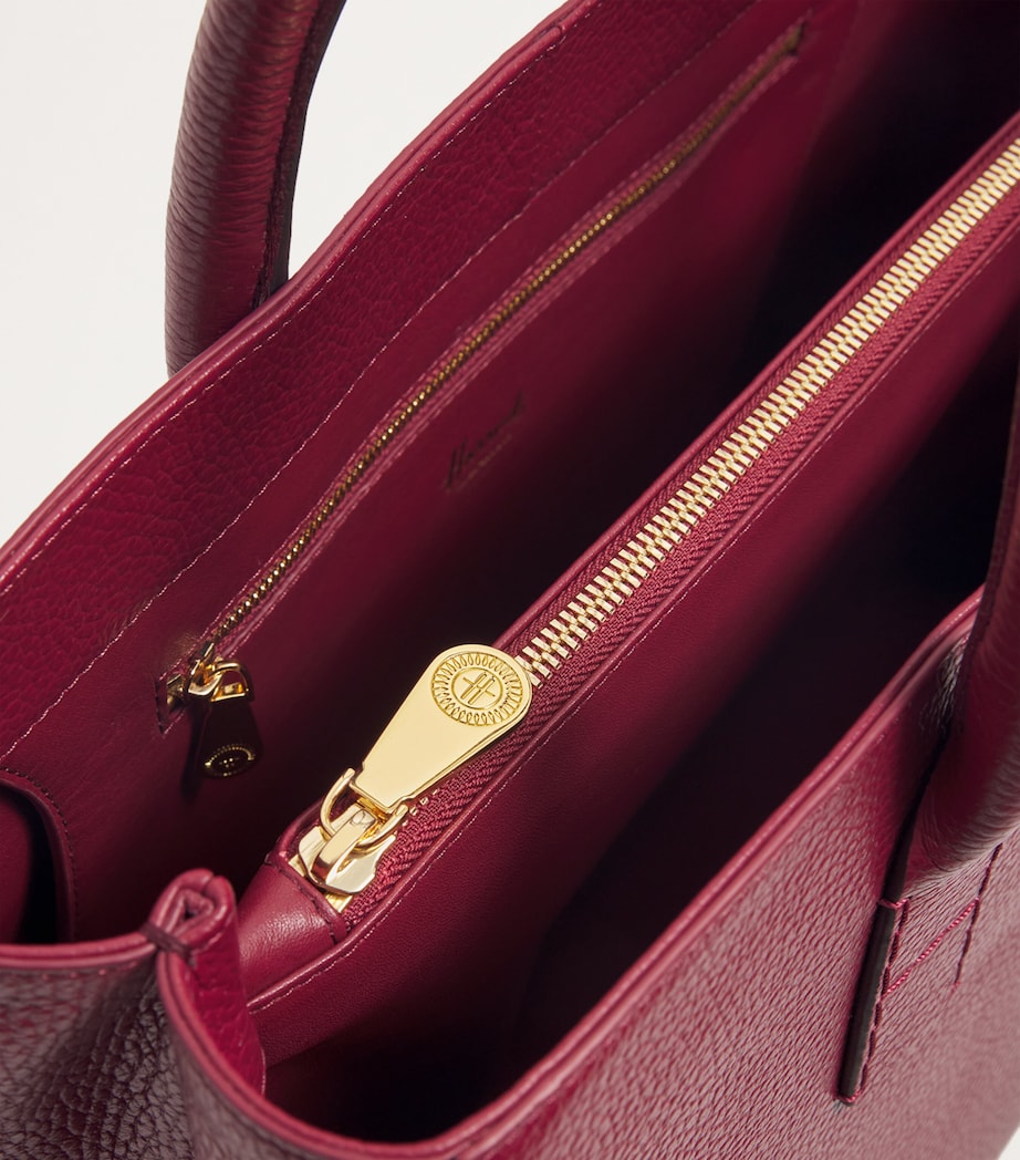 Burgundy Pebbled Leather Work Tote Bag