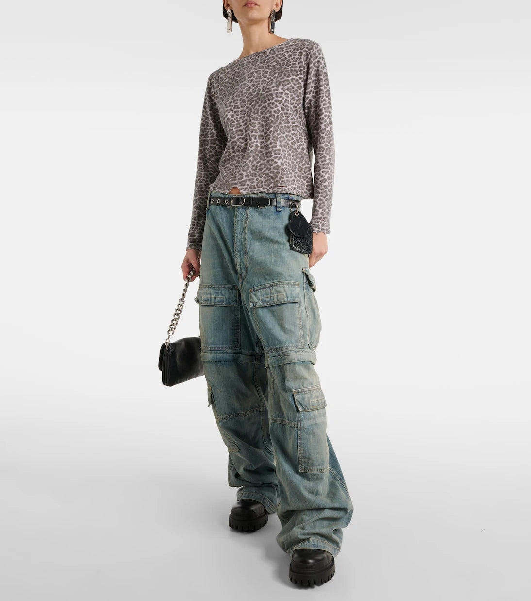 Balenciaga - سويتر جيرسي بنقشة فهد باهتة