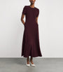 Roland Mouret Burgundy Embellished Twist Midi Dress