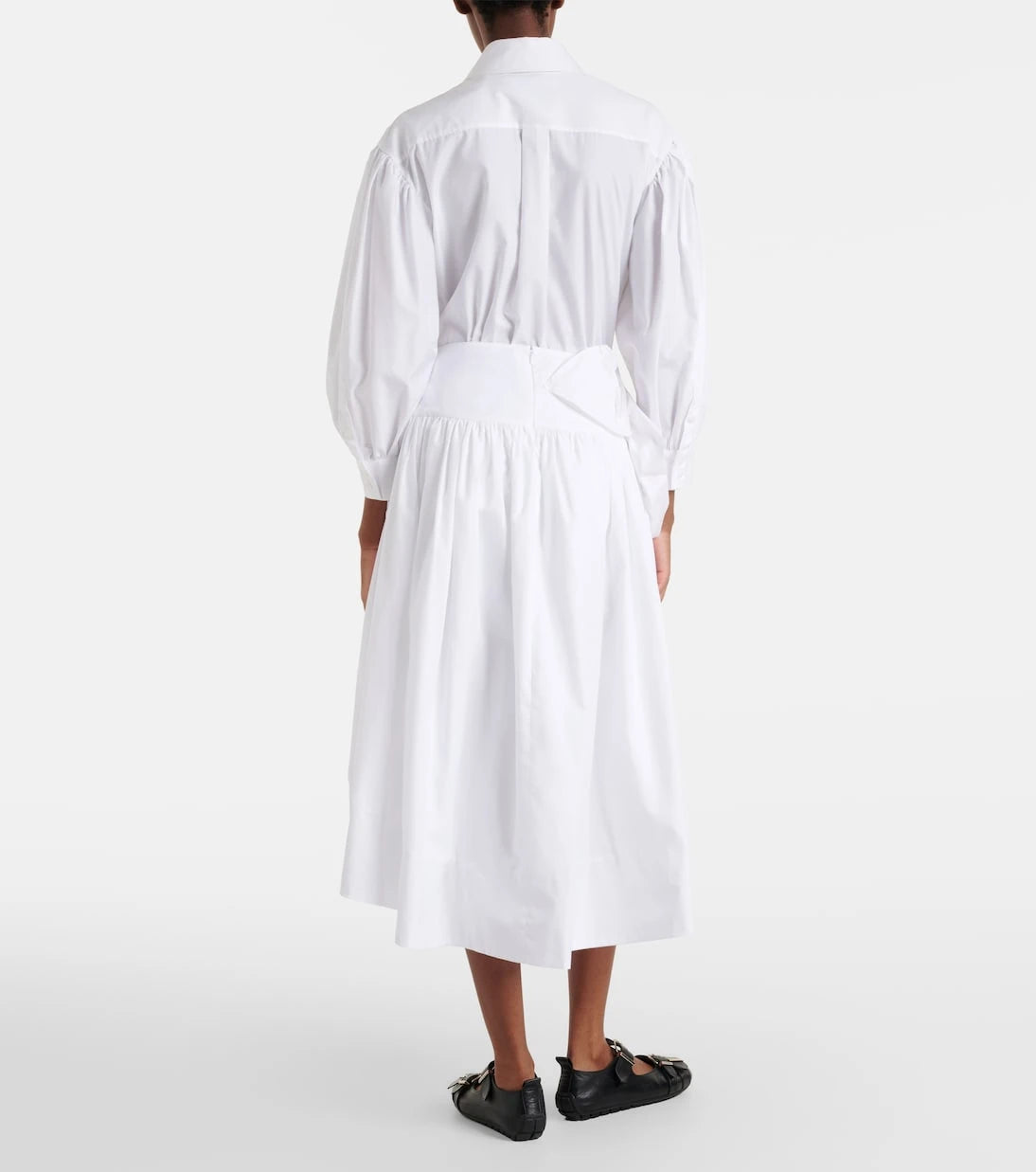 Simone Rocha - Floral-appliqué cotton poplin midi skirt