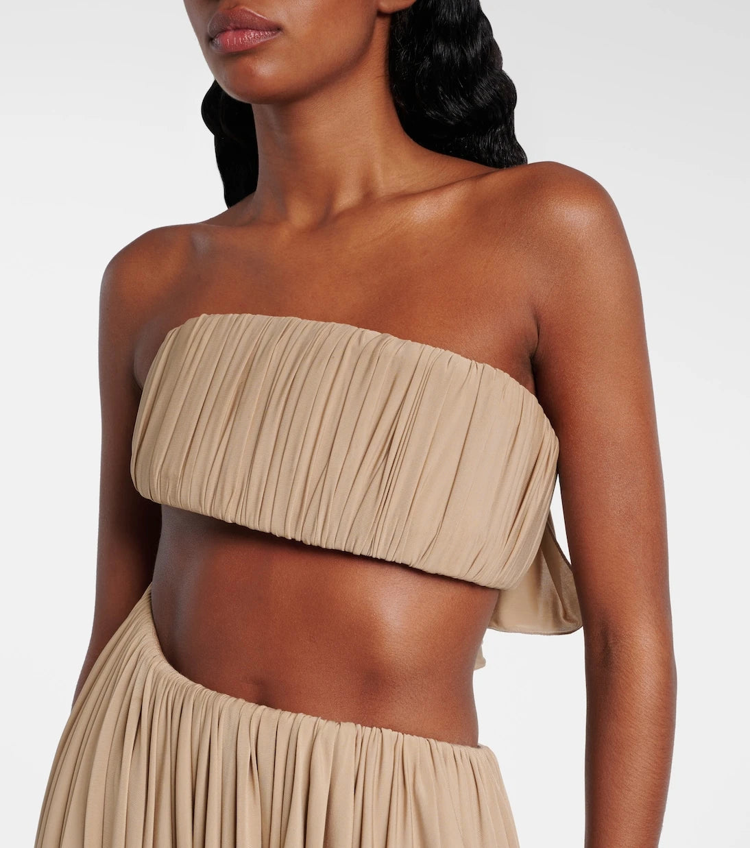 Alaïa - فستان جيرسيه بدون حمالات غير متماثل