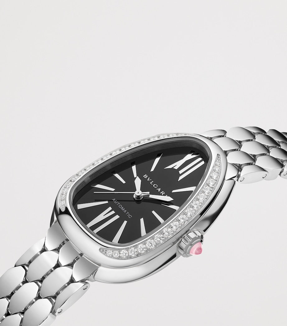 Stainless Steel and Diamond Serpenti Seduttori Watch 34mm