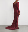 Marmar Halim Burgundy Ruched V-Neck Gown