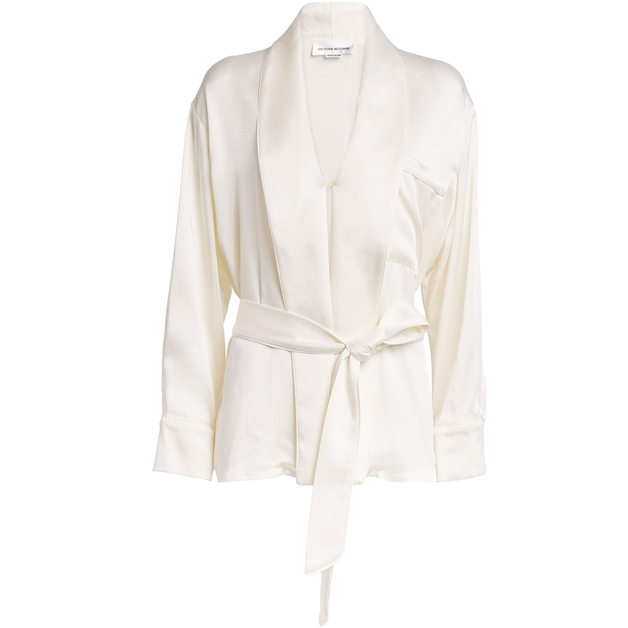 Victoria Beckham Ivory Satin Wrap Blouse