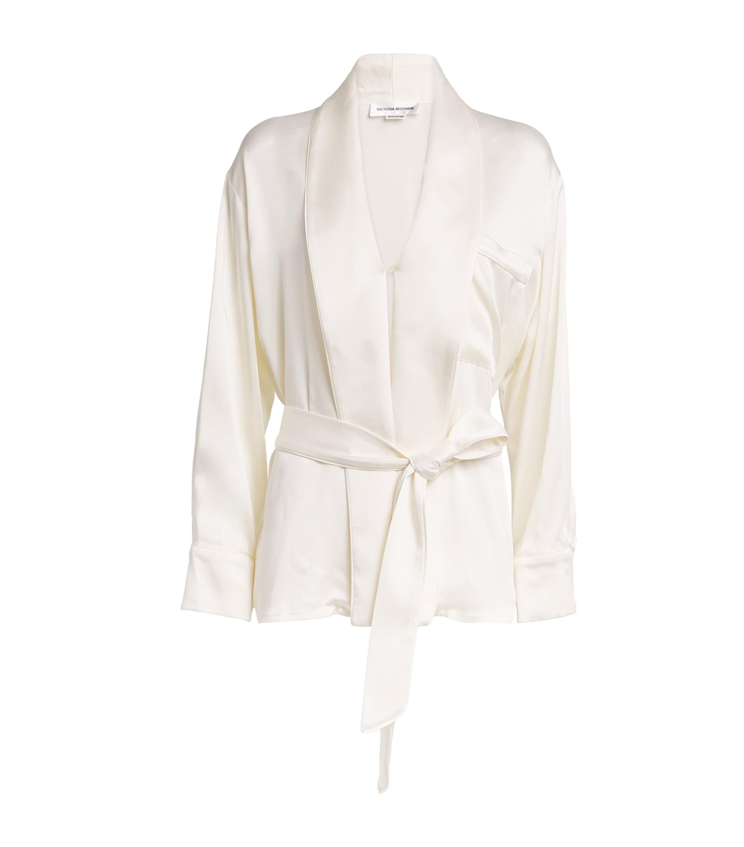 Victoria Beckham Ivory Satin Wrap Blouse