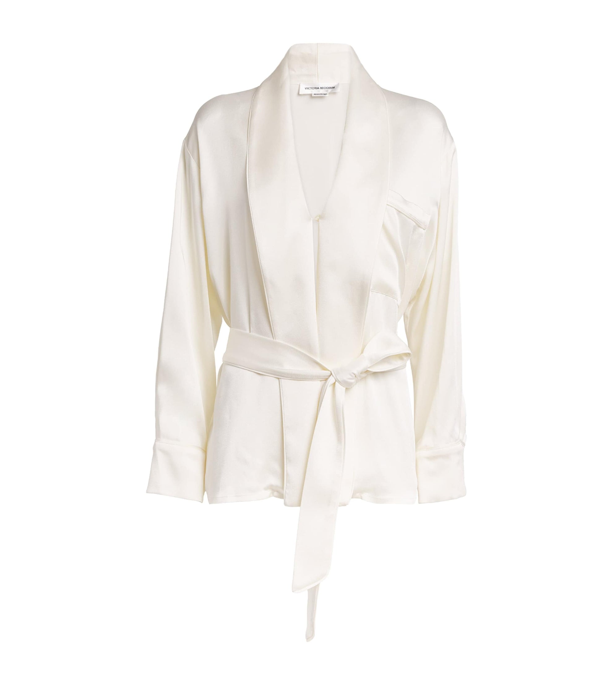 Victoria Beckham Ivory Satin Wrap Blouse
