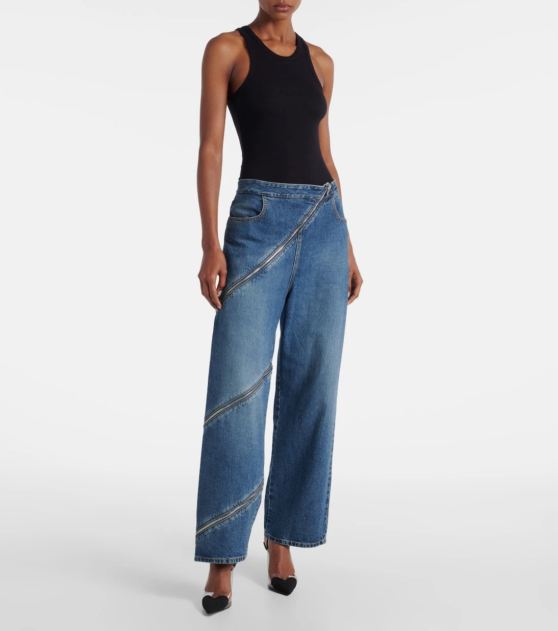 Alaïa - Cœur 90 suede and PVC slingback pumps