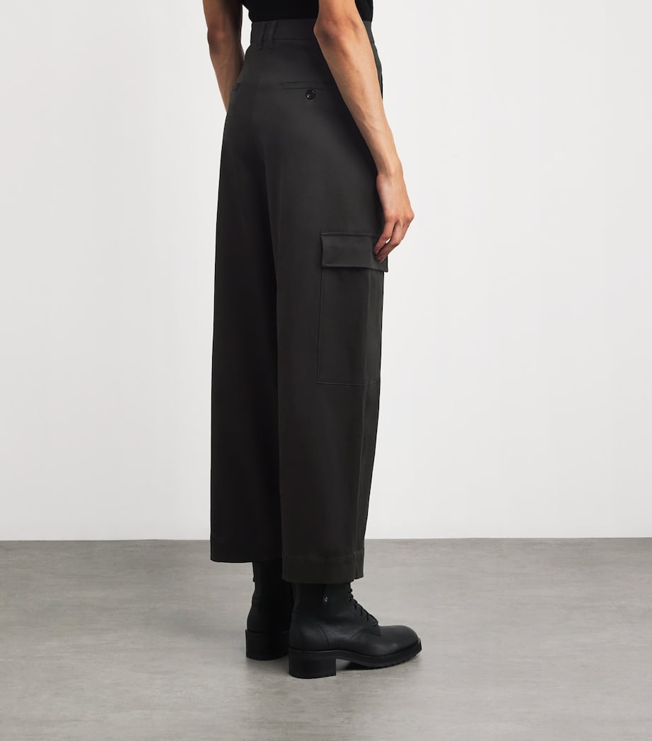 Green Wide-Leg Cargo Trousers