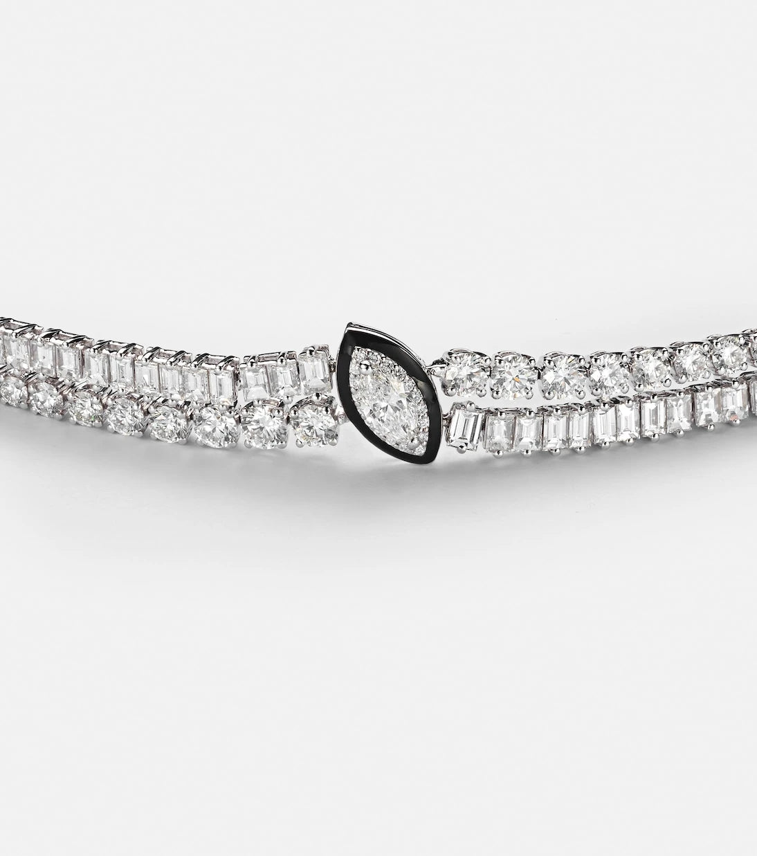 Kamyen - 18kt white gold and enamel choker with diamonds