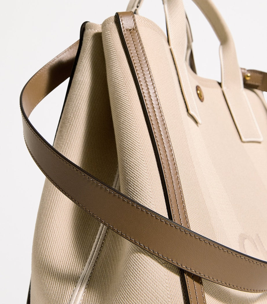 Beige Medium Canvas Carry Tote Bag