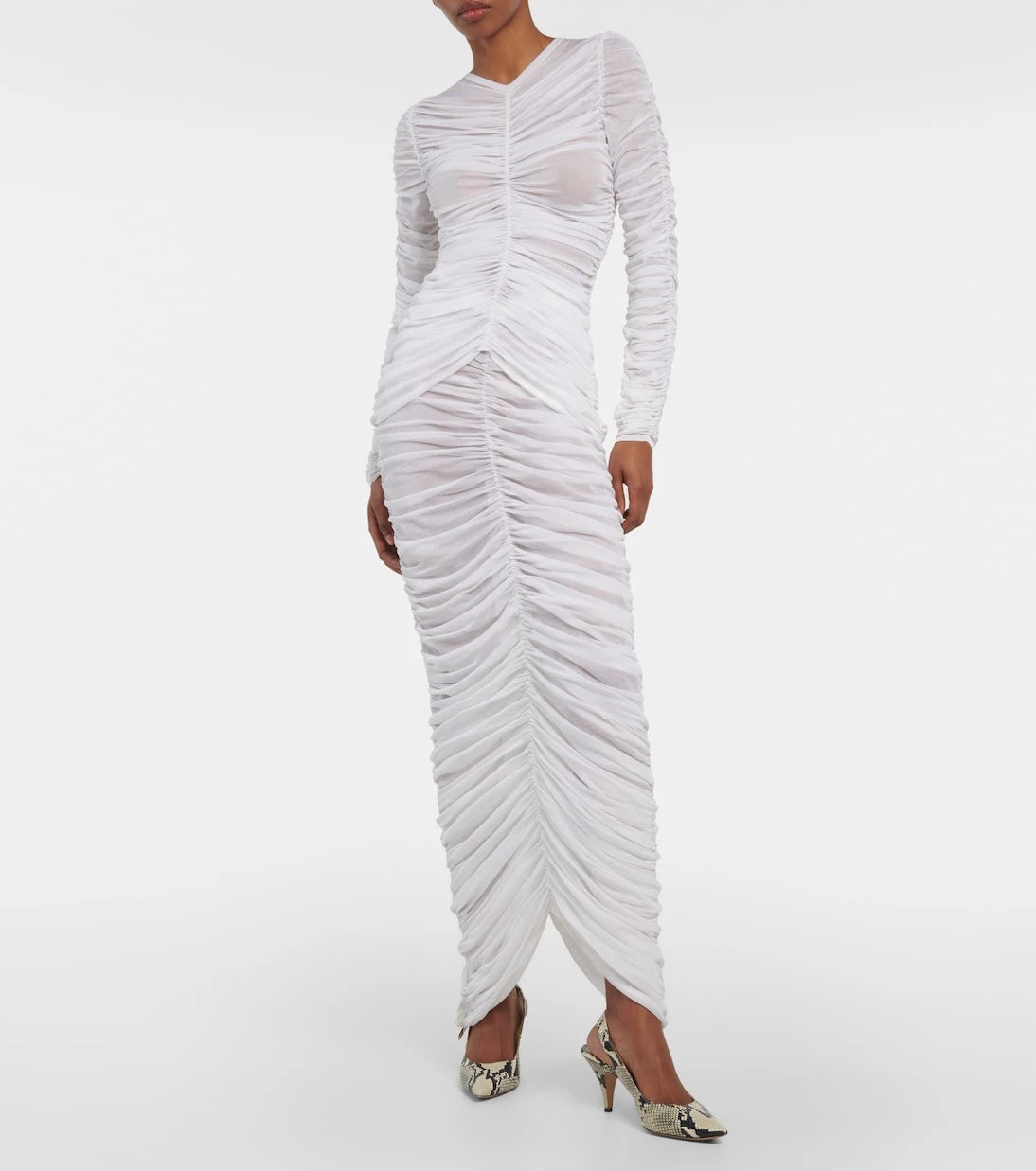 Khaite - Laure ruched silk-blend maxi skirt